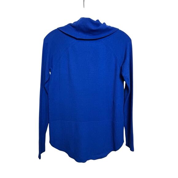 Raya Cowl Neck Sweater Womens Size XS Blue High Low Soft Knit Basics Minimalist - Picture 3 of 8